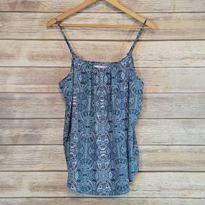 Time And Tru | Blue Abstract Swing Tank Top L